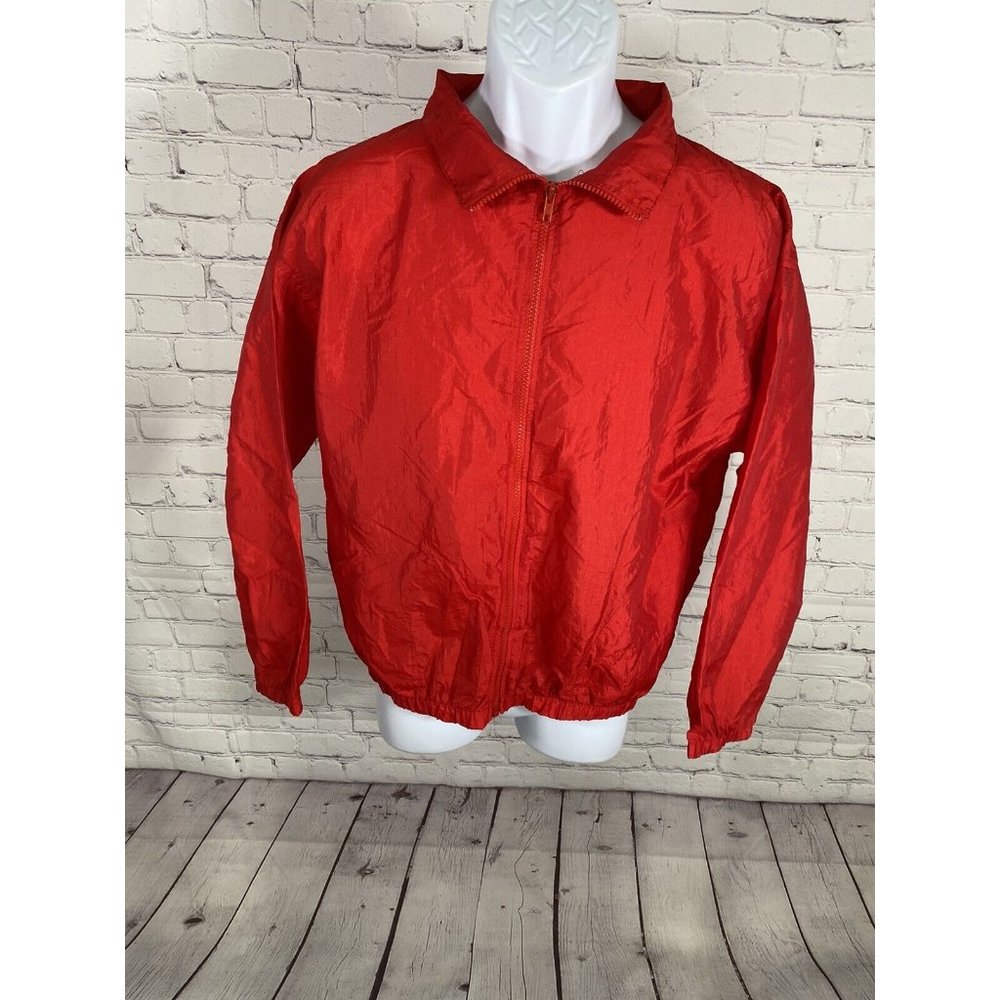 VTG Body Wrappers Red Full Zip Lightweight Nylon Wind Breaker Dance Jacket S